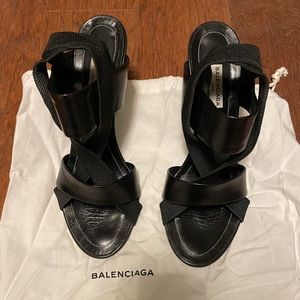 Black balenciaga strapping sandals